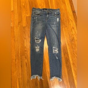 Judy Blue Distressed Ankle Jeans - Classic Blue